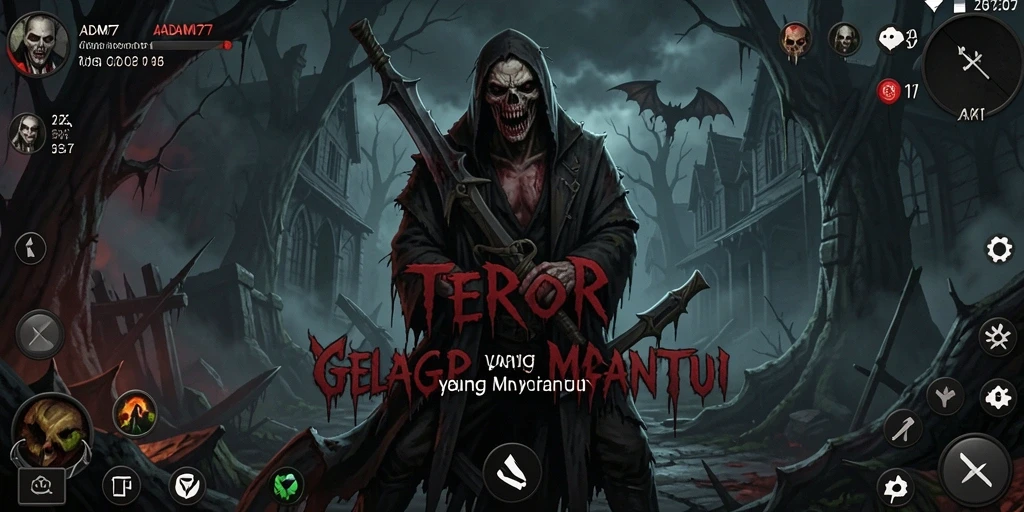 Screenshot gameplay ADAM77 menampilkan momen mencekam saat menjelajahi lokasi angker.