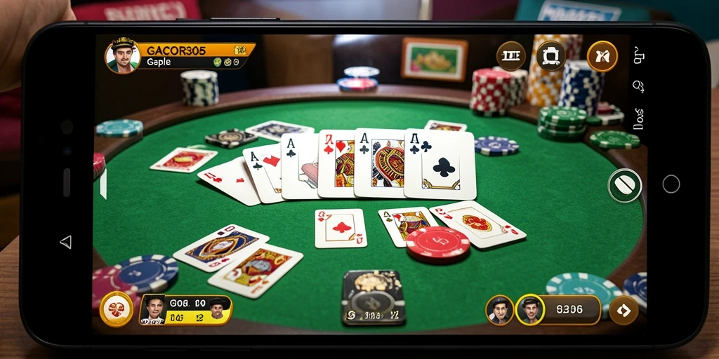 Gameplay seru GACOR305 dalam permainan Gaple.