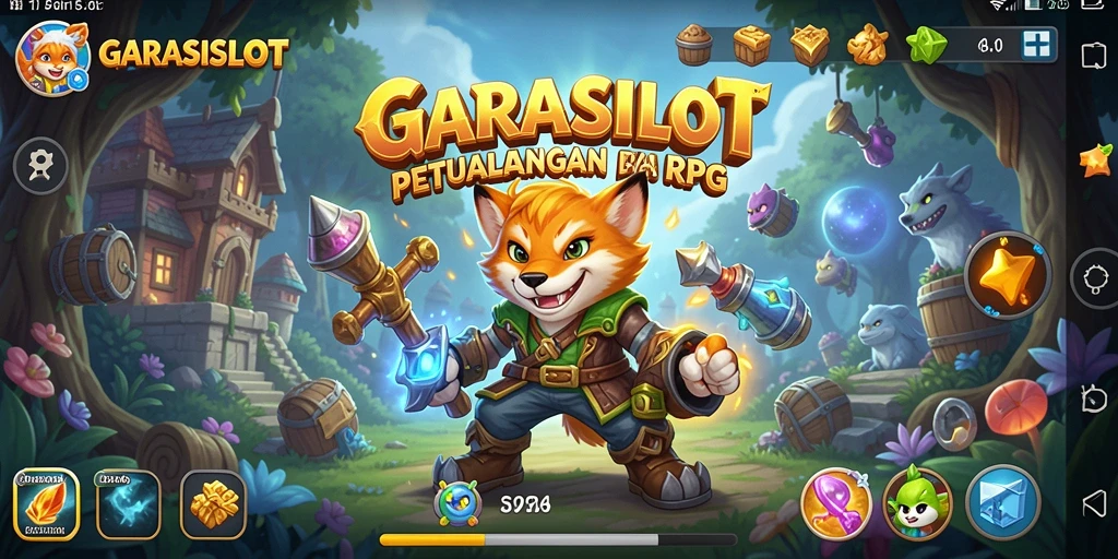Screenshot gameplay GARASISLOT menampilkan pertarungan epik di dunia RPG.