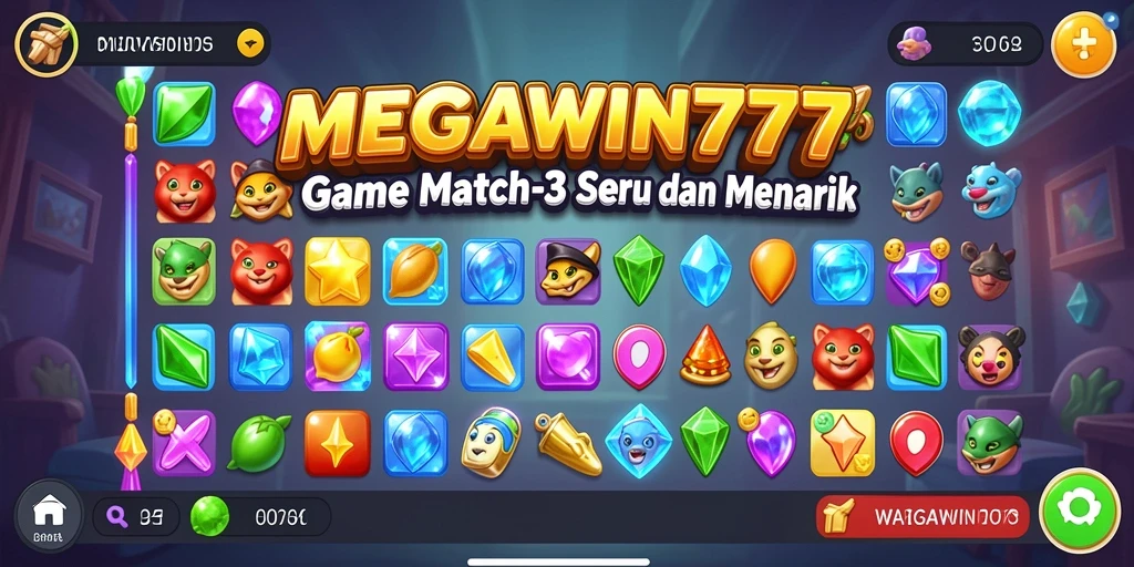 Gameplay seru dari MEGAWIN777 dengan tantangan Match-3.