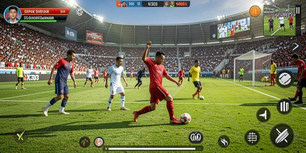 Gameplay NX303 dengan aksi sepak bola yang mendebarkan dan grafis menawan.
