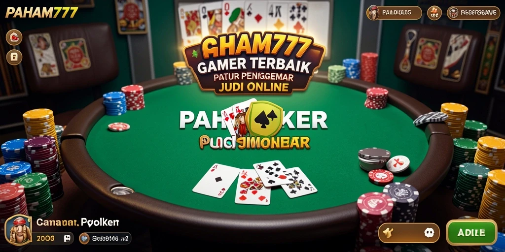 Screenshot utama PAHAM777 menampilkan tampilan permainan poker yang menegangkan.