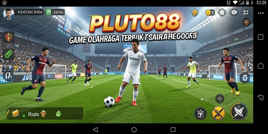 Tampilan gameplay mendebarkan di PLUTO88 dengan suasana olahraga yang nyata.