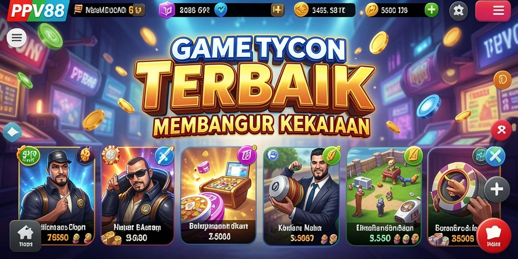Screenshot gameplay PPV88 menunjukkan manajemen bisnis yang seru.