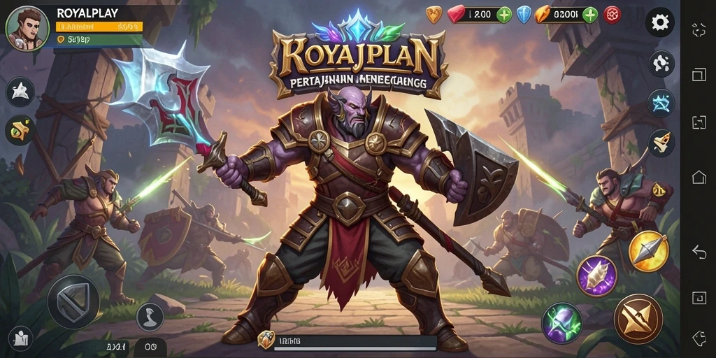 Tampilan gameplay menegangkan dalam ROYALPLAY dengan strategi Tower Defense.