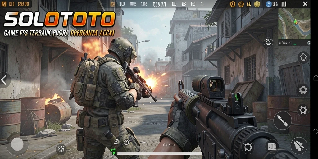 Gameplay intens di medan perang dalam SOLOTOTO.