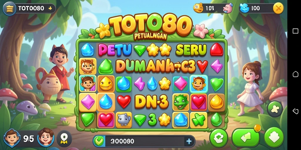 Tampilan gameplay TOTO80 dengan tantangan Match-3 yang mengasyikkan.