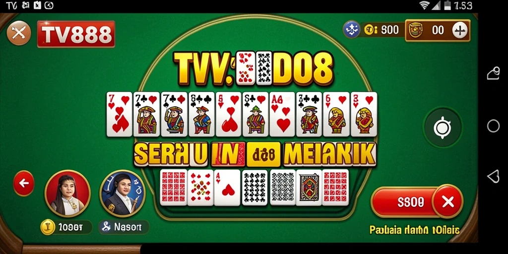 Tangkapan layar permainan Domino di TV888 menunjukkan keseruan pemain.