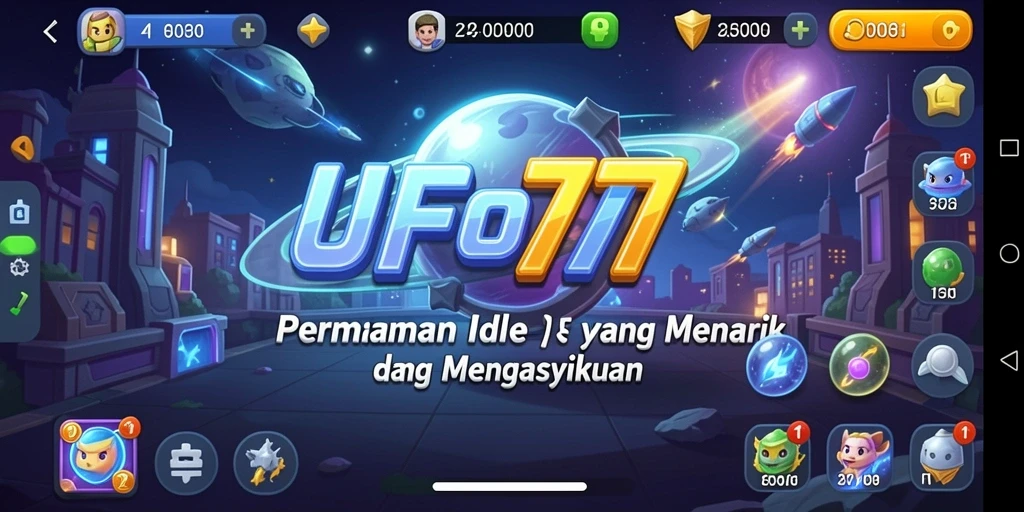 Tampilan gameplay UFO777 yang menampilkan kemajuan pengumpulan sumber daya.