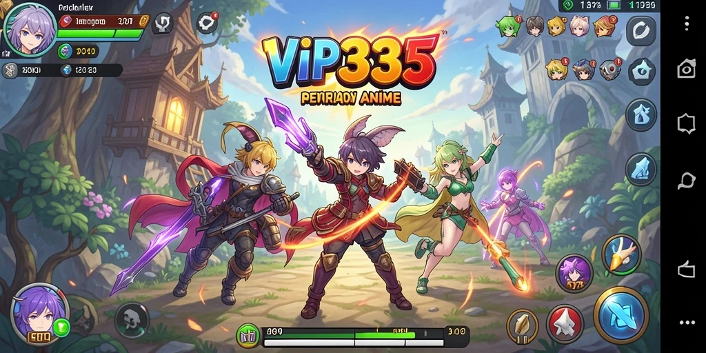 Tampilan gameplay seru dengan karakter anime yang memukau.